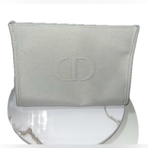 Dior Beauty Gray Trousse Canvas Pouch Cosmetic Makeup Bag